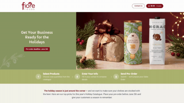 Fiore Foods Canada B2B Headless Portal & Financial Automation